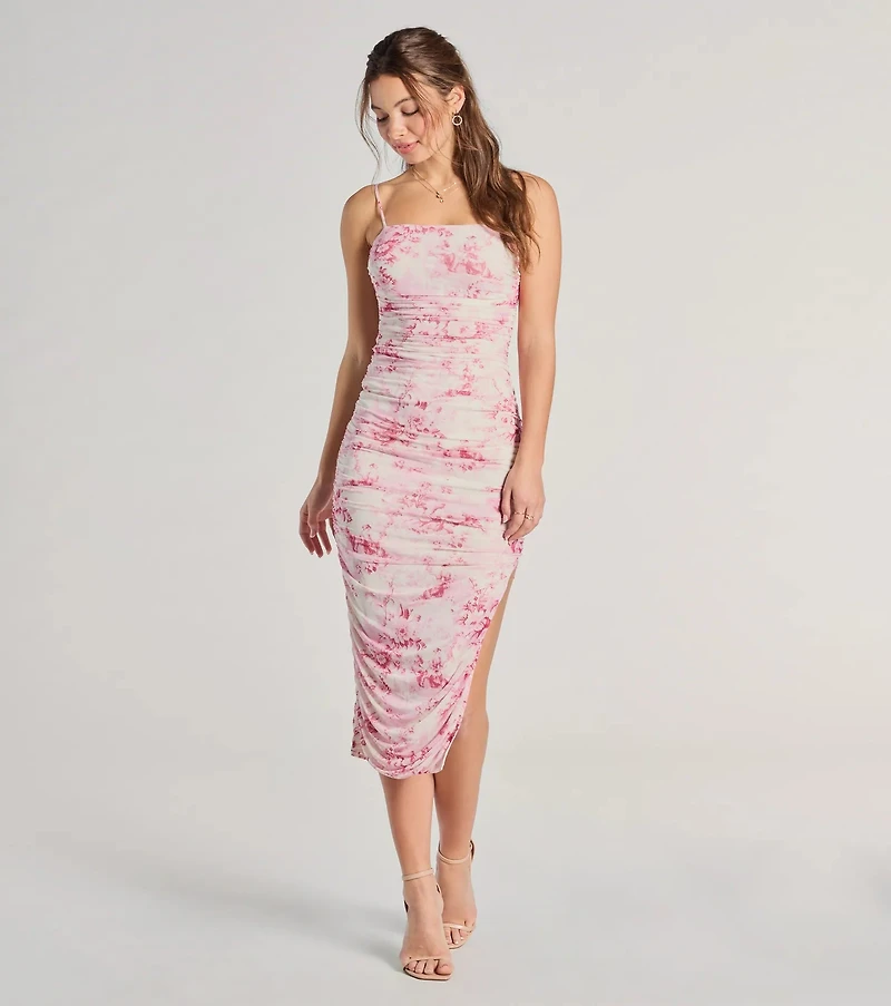 Blossom Style Mesh Floral Midi Dress