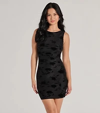 A Little Bit Chic Floral Velvet Burnout Mini Dress