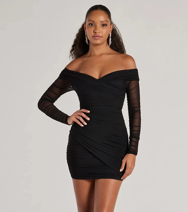 Guess Women's Mesh Off-The-Shoulder Calista Bodycon Dress | MainPlace Mall Guess Women's Mesh Off-The-Shoulder Calista Bodycon Dress | MainPlace Mall