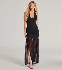 Chic And Sheer Chiffon High Slit Maxi Dress