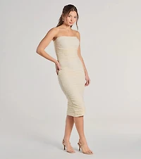Lacey Affair Strapless Bodycon Midi Dress