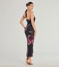 Radiant Blooms Floral Halter Maxi Dress
