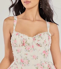 Stroll The Gardens Floral Corset Lace Skater Dress
