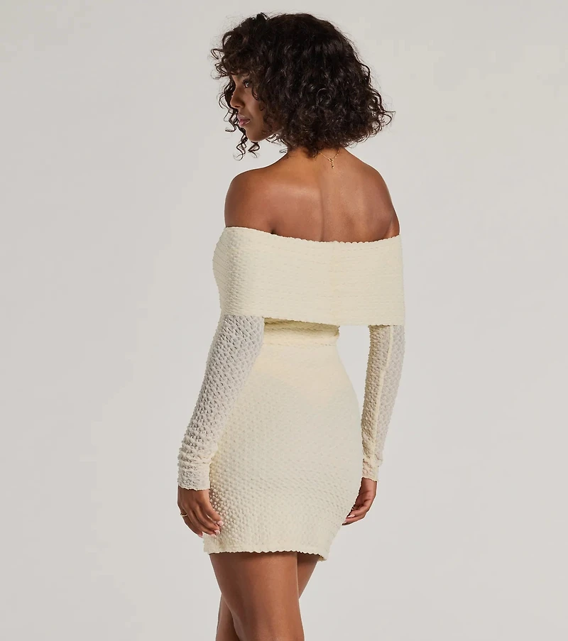 Trendy Textures Long Sleeve Mini Dress