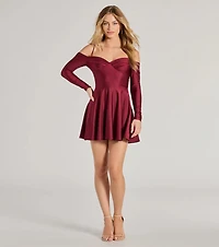Sleek And Stylin' Knit Cold-Shoulder Skater Dress