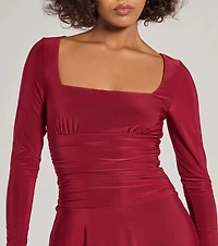 Forever Sweet Long Sleeve Drop Waist Skater Dress