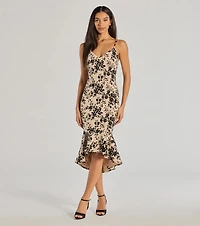 The Garden Floral Velvet Midi Dress