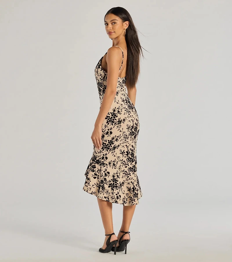 The Garden Floral Velvet Midi Dress