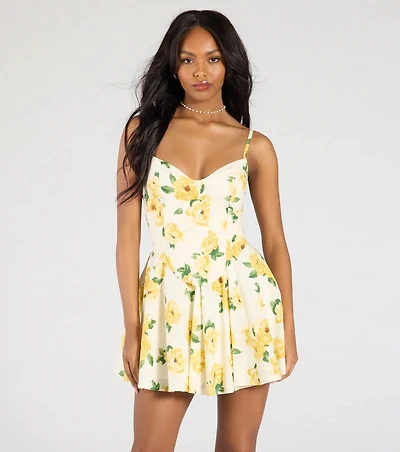 Kissed By Blooms Corset Skater Floral Dress