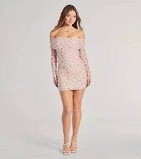 The Garden Off-The-Shoulder Floral Mesh Mini Dress