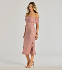 Effortless Romance Lace Off-The-Shoulder Midi Dress