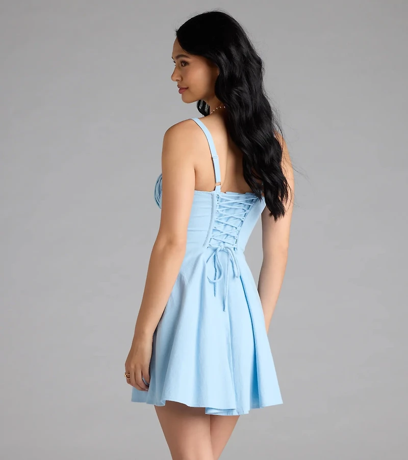 Bold New Look Corset Lace-Up Linen Skater Dress