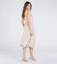 Captivating Blooms Corset A-Line Floral Midi Dress