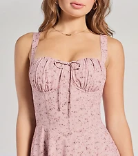 Sweet Spice Corset Lace-Up Floral Midi Dress