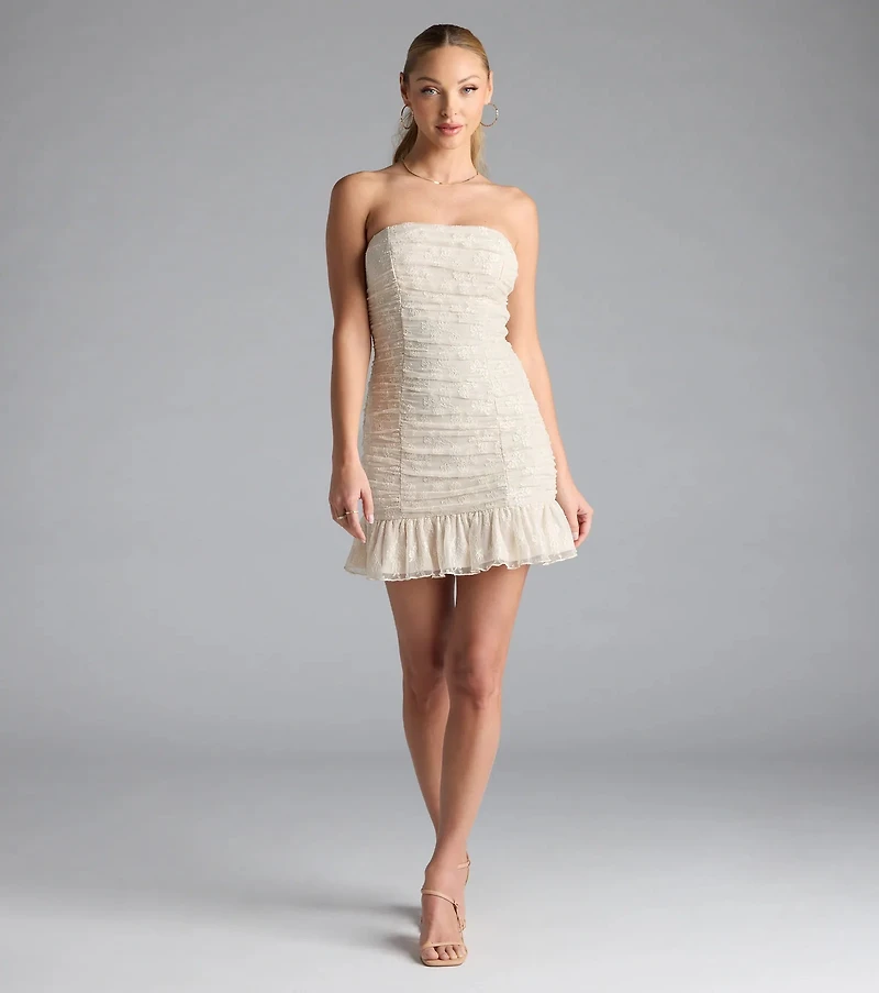 Romance Dreamer Strapless Bodycon Lace Mini Dress