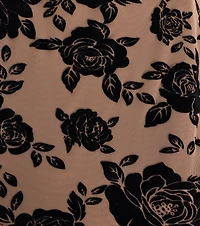 Adorable Floral Velvet Burnout Ruffled Skater Dress