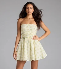 Sunny Chic Floral Strapless Skater Dress