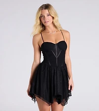 Turn On The Charm Corset Lace Skater Mini Dress