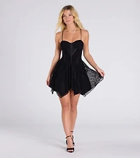 Turn On The Charm Corset Lace Skater Mini Dress