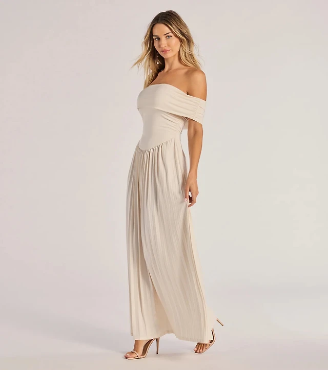 elegant fab off shoulder maxi dress Simple Fit-and-Flare Wedding Dress