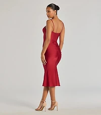 Stunning Silhouette Ruched Knit Midi Dress