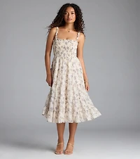 Effortless Love Ruffled Floral Chiffon Midi Dress
