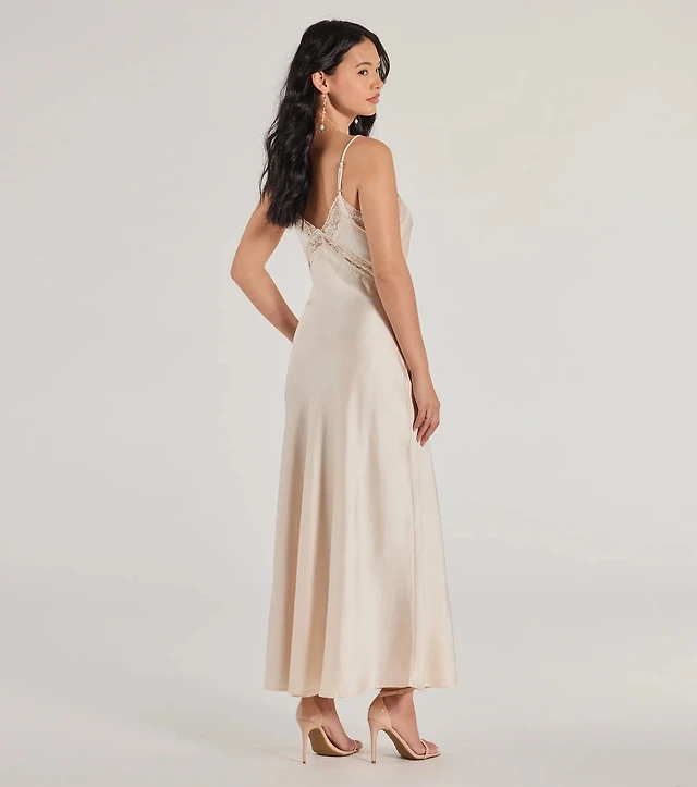 twinkle strap satin long slip dress VS Twinkle Strap Satin Long Slip Dress