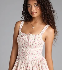 All Day Cuteness Floral Corset Skater Dress
