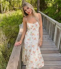 Delightful Directions V-Neck Floral Ruffled Midi Dress