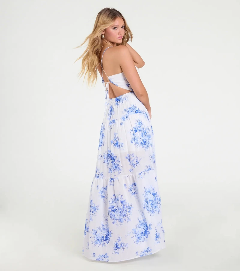 Sunshine Dream Open Tie Back Floral Maxi Dress