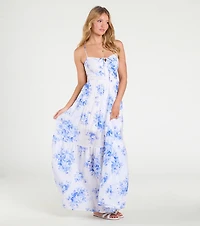 Sunshine Dream Open Tie Back Floral Maxi Dress