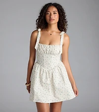 Flower Fields Lace-Up Corset Skater Dress