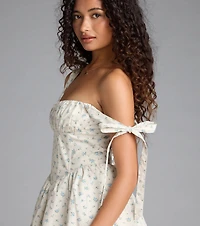 Flower Fields Lace-Up Corset Skater Dress