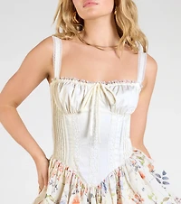 Sweet Babe Corset Drop Waist Floral Skater Dress