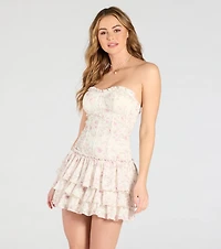 Look Of Love Floral Lace Ruffled Mini Dress