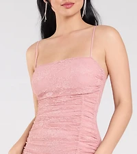 Enchanted Moment Floral Ruffled Lace Midi Dress