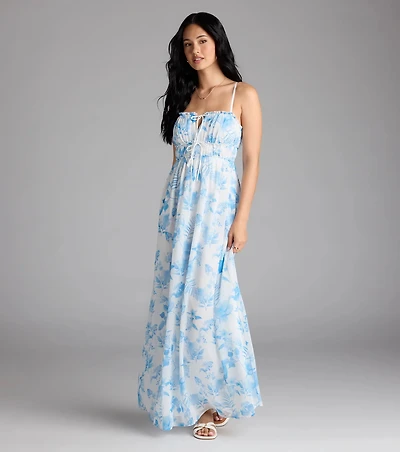 Sweet Beauty Floral A-Line Chiffon Maxi Dress