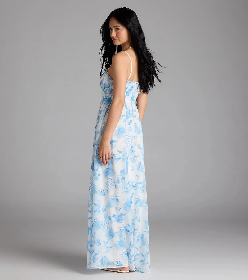 Sweet Beauty Floral A-Line Chiffon Maxi Dress
