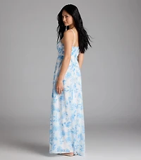 Sweet Beauty Floral A-Line Chiffon Maxi Dress