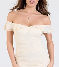 Stunning Element Off-The-Shoulder Ruffle Mini Dress