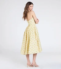 Set For Spring Halter Corset Floral Midi Dress