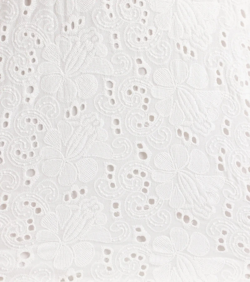 Sweet Lace-Up Cutout Eyelet Skater Dress