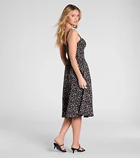 Thriving Blooms Corset Floral Slit Midi Dress