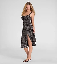 Thriving Blooms Corset Floral Slit Midi Dress