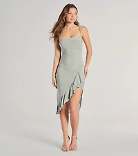 All Ruffled Up Bodycon Ruffle Midi Dress