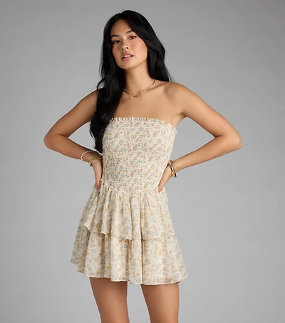 Sweet Flirt Floral Mini Tube Dress