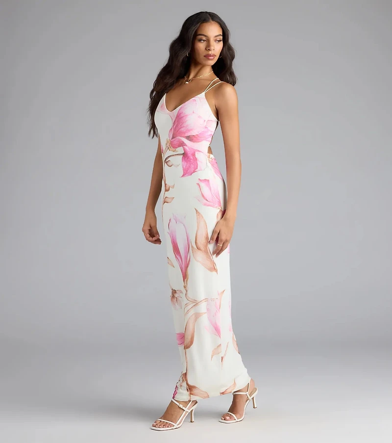 Lovely Look Floral Mesh Maxi Dress