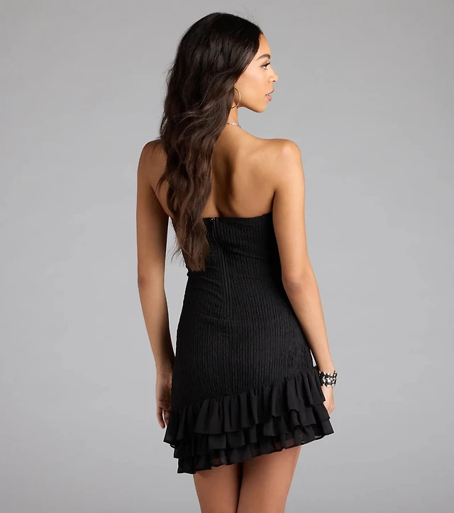 double ruffle drop waist mini dress Edikted Double Ruffle Drop Waist Mini Dress
