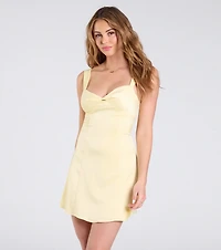 Always A Celebration Tie-Back Satin A-Line Mini Dress