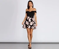 Off Shoulder Floral Skater Dress